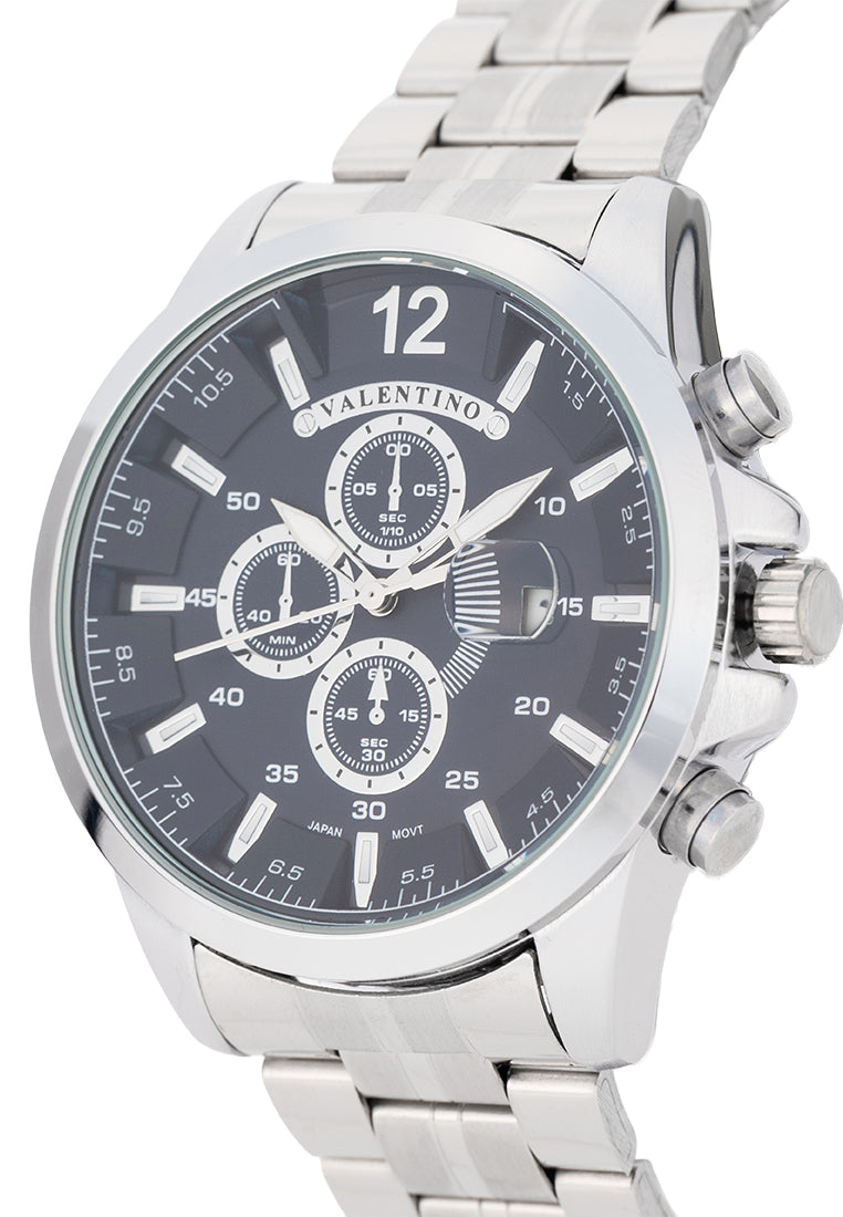 Valentino Stainless Steel Strap Analog Watch for Men 20122544-BLUE DIAL-Watch Portal Philippines