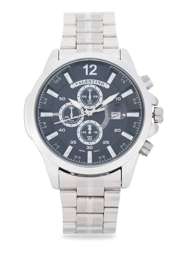 Valentino Stainless Steel Strap Analog Watch for Men 20122544-BLUE DIAL-Watch Portal Philippines