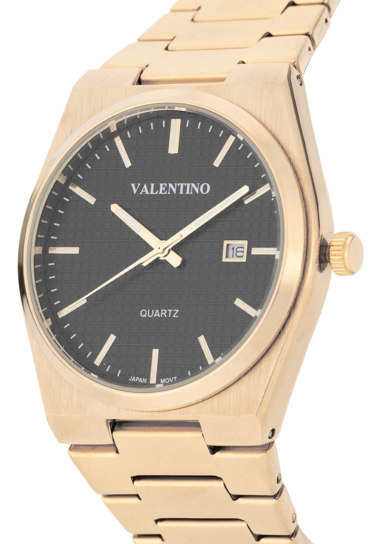 Valentino Stainless Steel Strap Analog Watch for Men 20122546-BLACK DIAL-Watch Portal Philippines