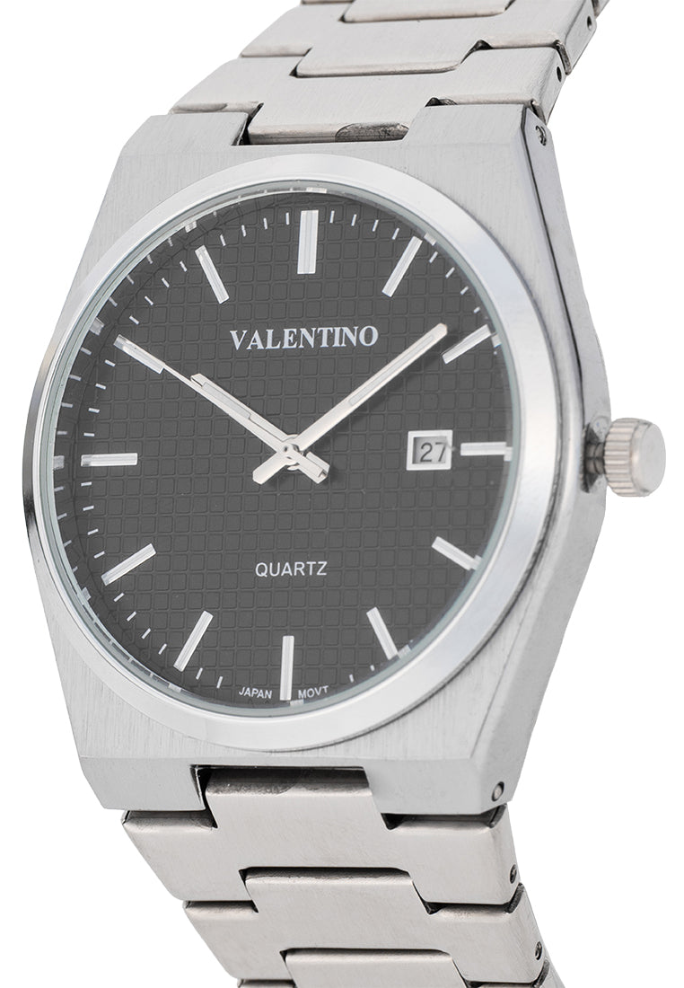 Valentino Stainless Steel Strap Analog Watch for Men 20122547-BLACK DIAL-Watch Portal Philippines