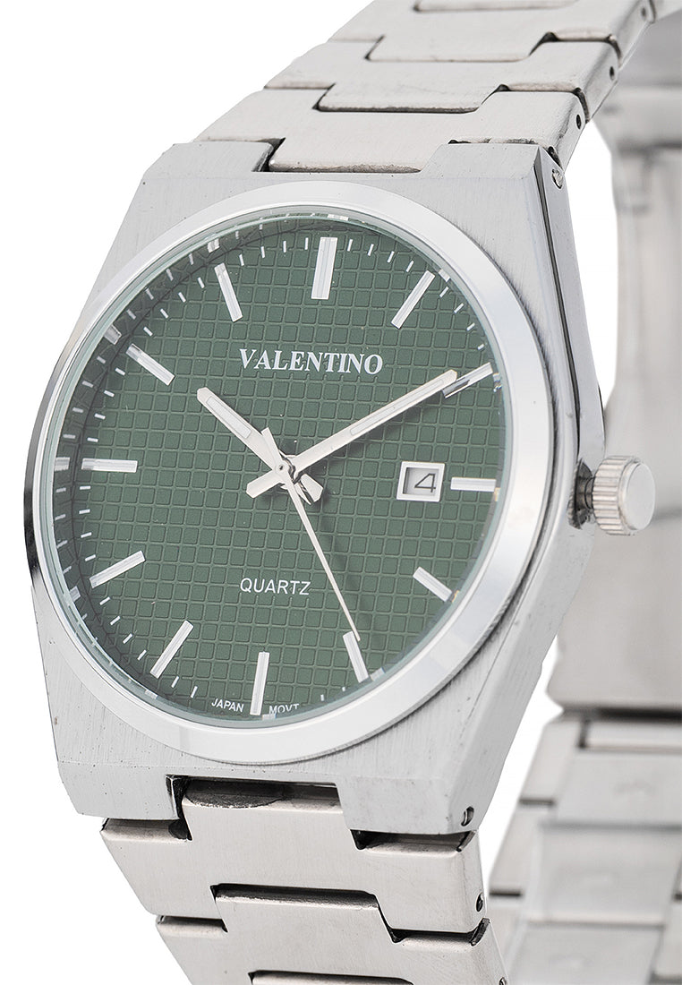 Valentino Stainless Steel Strap Analog Watch for Men 20122547-GREEN DIAL-Watch Portal Philippines