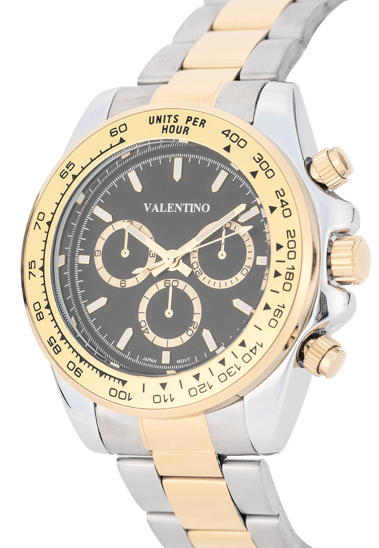 Valentino Stainless Steel Strap Analog Watch for Men 20122551-TT-BLACK DIAL-Watch Portal Philippines