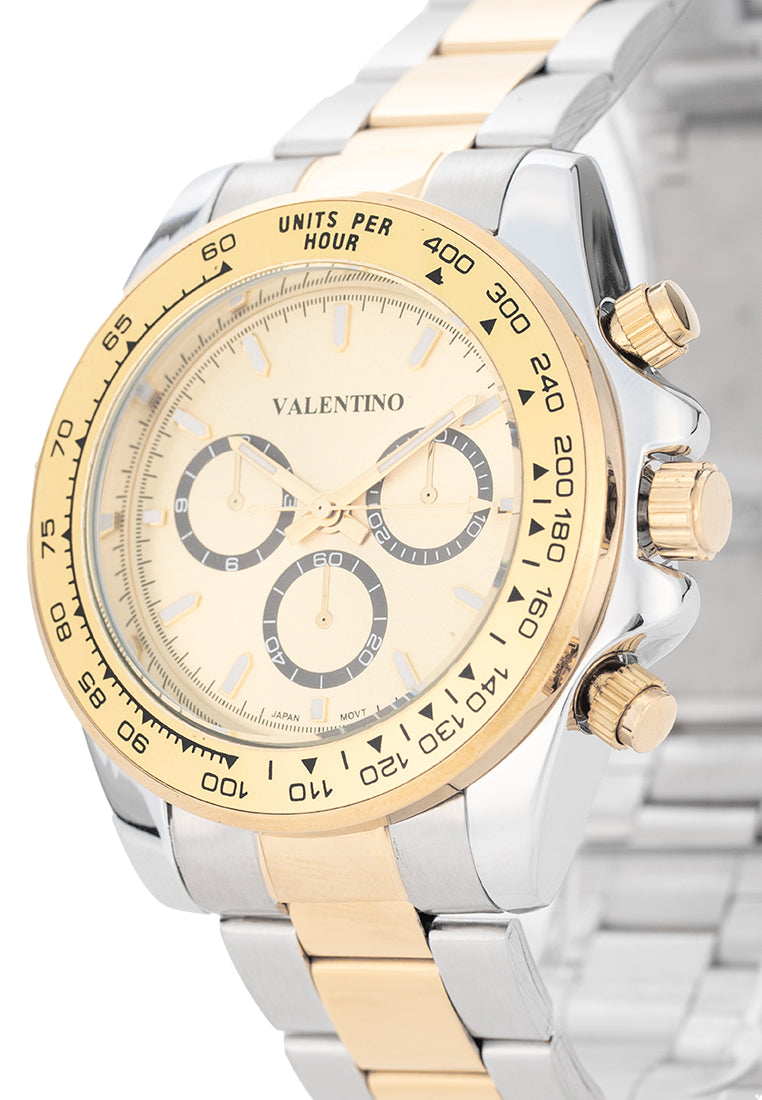 Valentino Stainless Steel Strap Analog Watch for Men 20122551-TT-GOLD DIAL-Watch Portal Philippines