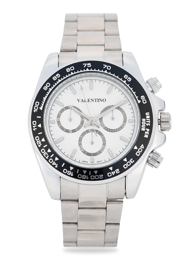 Valentino Stainless Steel Strap Analog Watch for Men 20122552-BLACK DIAL-Watch Portal Philippines
