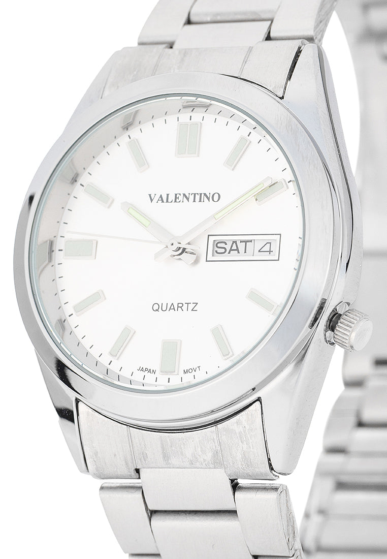 Valentino Stainless Steel Strap Analog Watch for Men 20122554-SILVER DIAL-Watch Portal Philippines