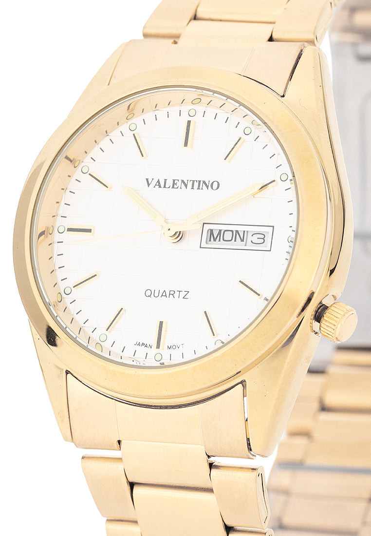 Valentino Stainless Steel Strap Analog Watch for Men 20122563-GLD-SILVER DIAL-Watch Portal Philippines