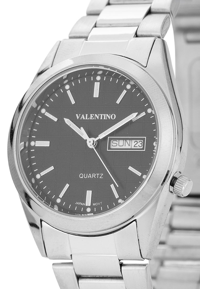 Valentino Stainless Steel Strap Analog Watch for Men 20122564-BLACK DIAL-Watch Portal Philippines