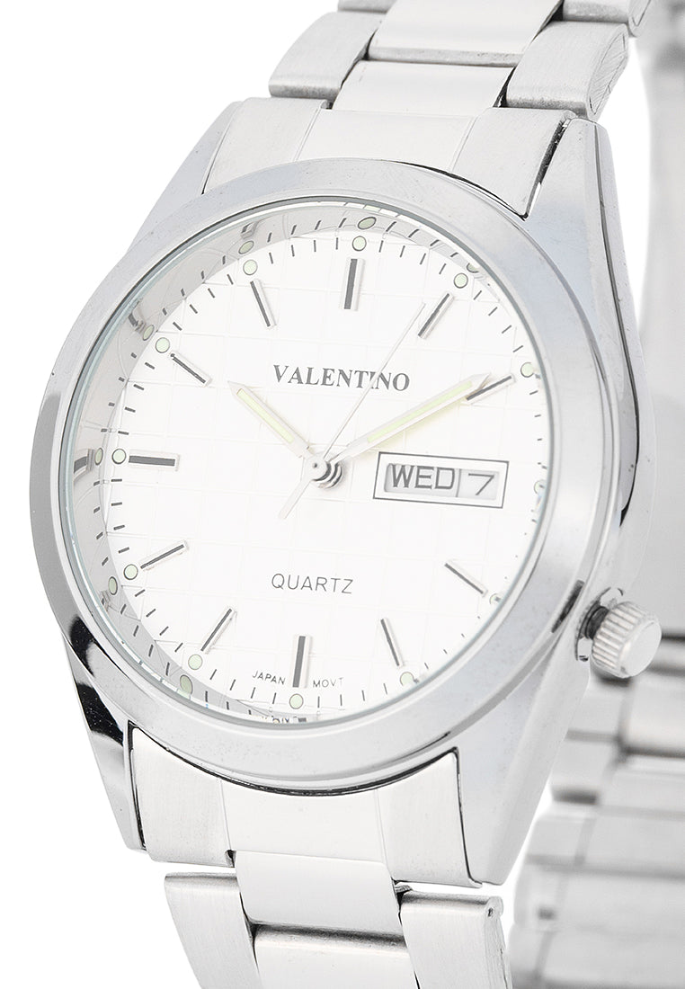 Valentino Stainless Steel Strap Analog Watch for Men 20122564-SILVER DIAL-Watch Portal Philippines