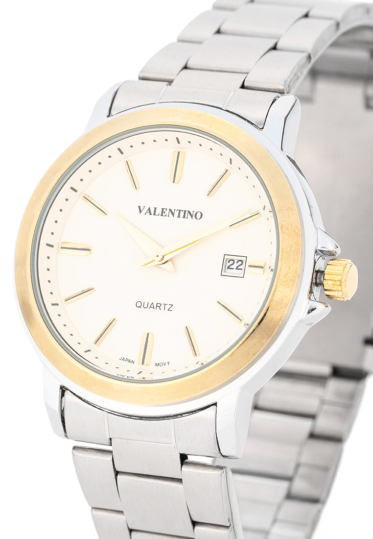 Valentino Stainless Steel Strap Analog Watch for Men 20122566-GOLD DIAL-Watch Portal Philippines