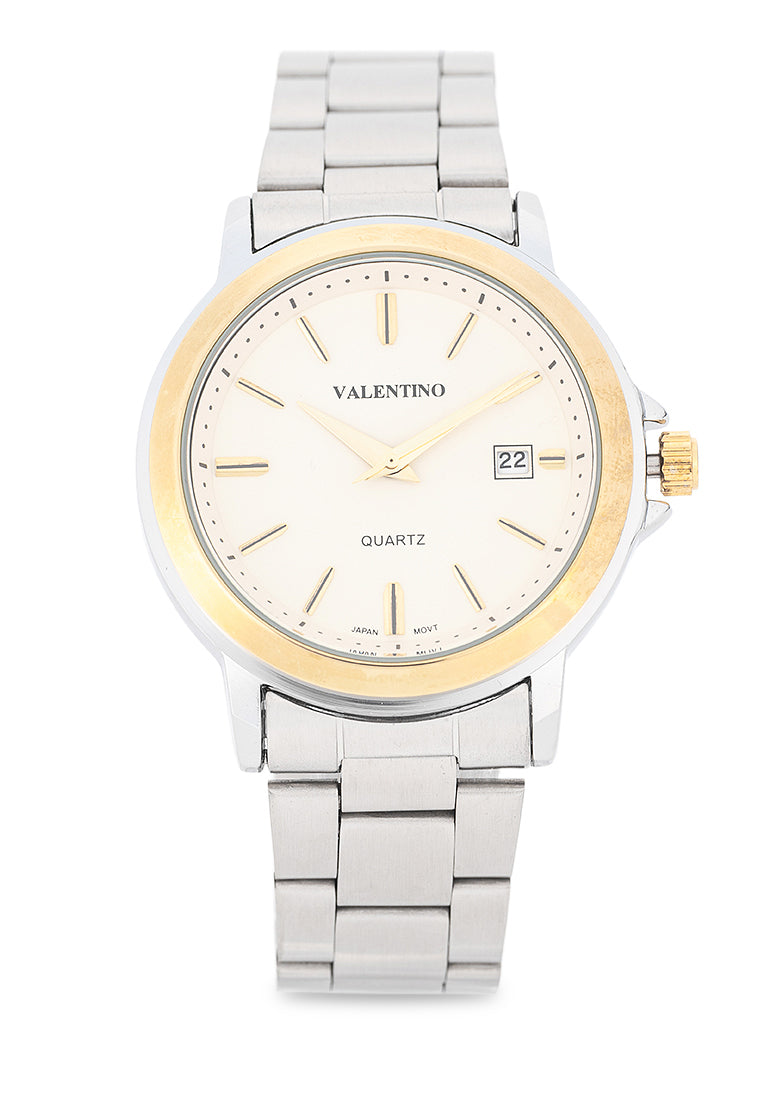 Valentino Stainless Steel Strap Analog Watch for Men 20122566-GOLD DIAL-Watch Portal Philippines