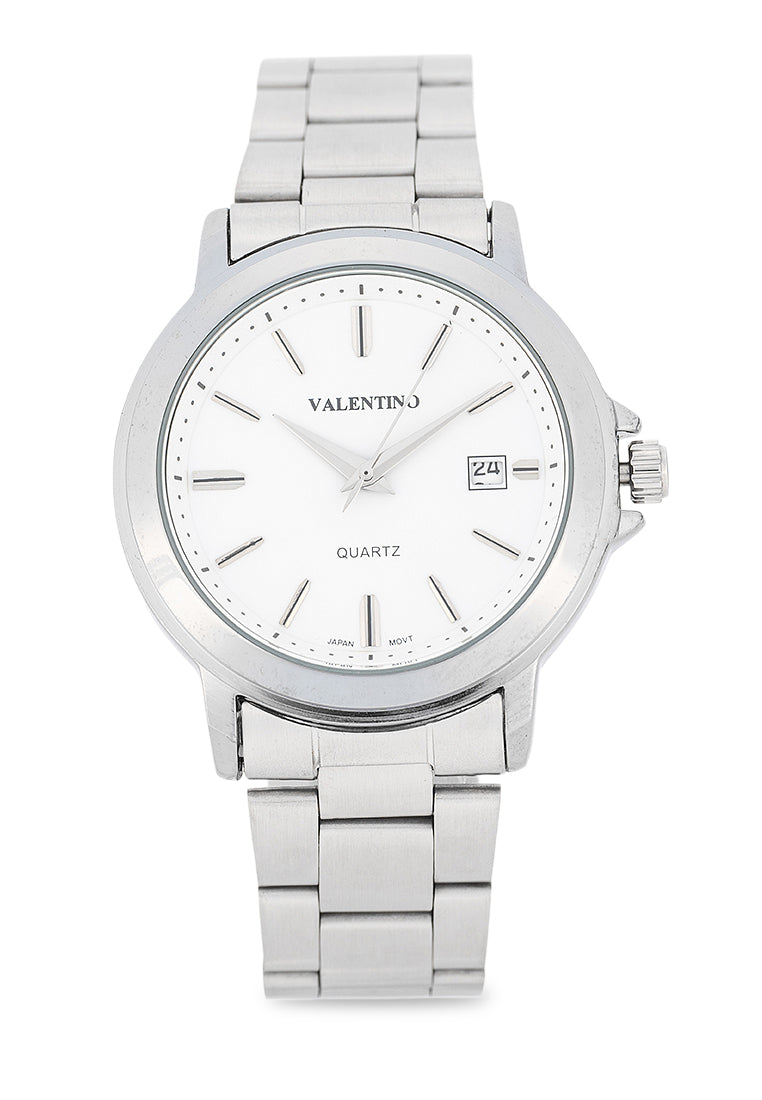 Valentino Stainless Steel Strap Analog Watch for Men 20122566-WHITE DIAL-Watch Portal Philippines