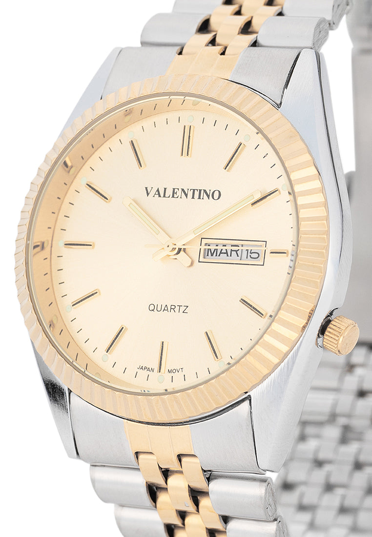 Valentino Stainless Steel Strap Analog Watch for Men 20122567-TT-GOLD DIAL-Watch Portal Philippines