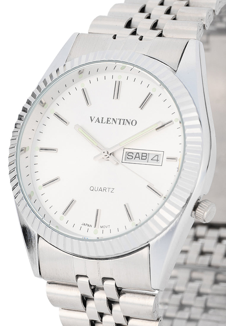 Valentino Stainless Steel Strap Analog Watch for Men 20122569-SILVER DIAL-Watch Portal Philippines