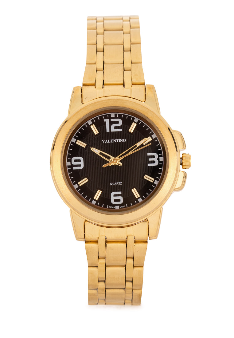Valentino Stainless Steel Strap Analog Watch for Women 20121953-GOLD - BLACK DIAL-Watch Portal Philippines