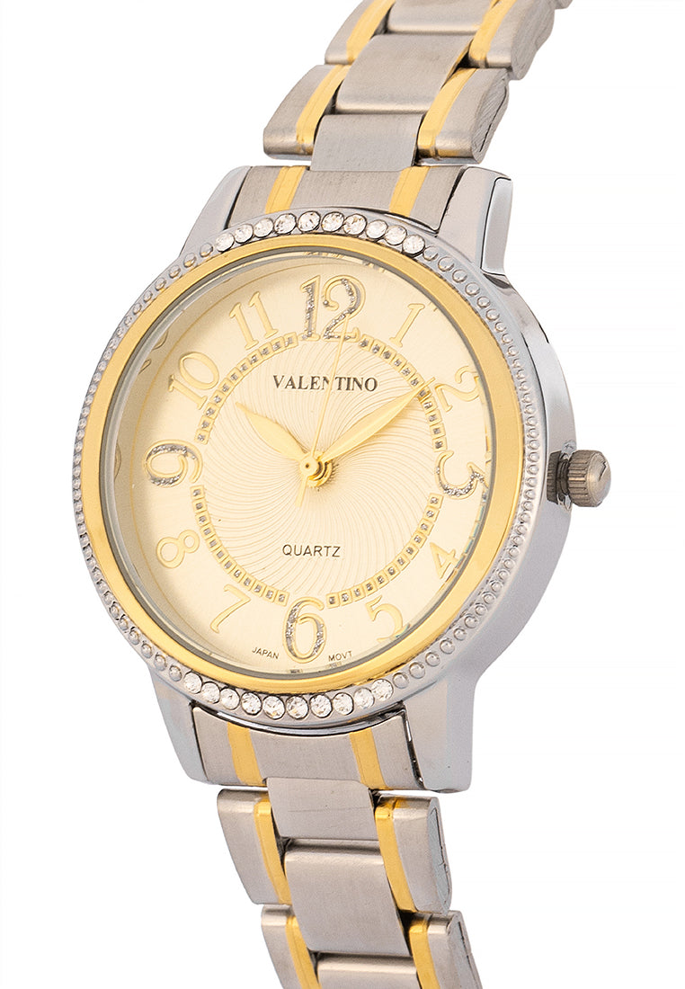 Valentino Stainless Steel Strap Analog Watch for Women 20122199-TWO TONE - GOLD DIAL-Watch Portal Philippines