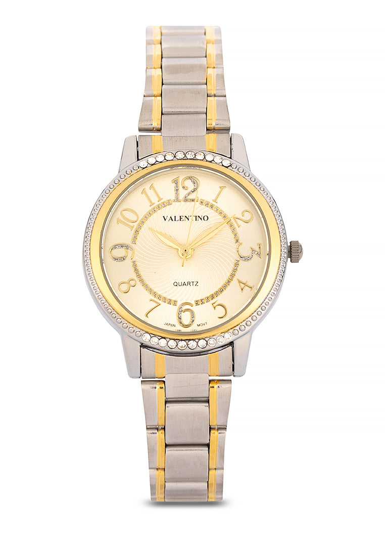 Valentino Stainless Steel Strap Analog Watch for Women 20122199-TWO TONE - GOLD DIAL-Watch Portal Philippines
