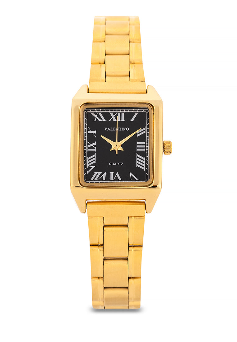 Valentino Stainless Steel Strap Analog Watch for Women 20122256-GOLD - BLACK DIAL ROMAN-Watch Portal Philippines