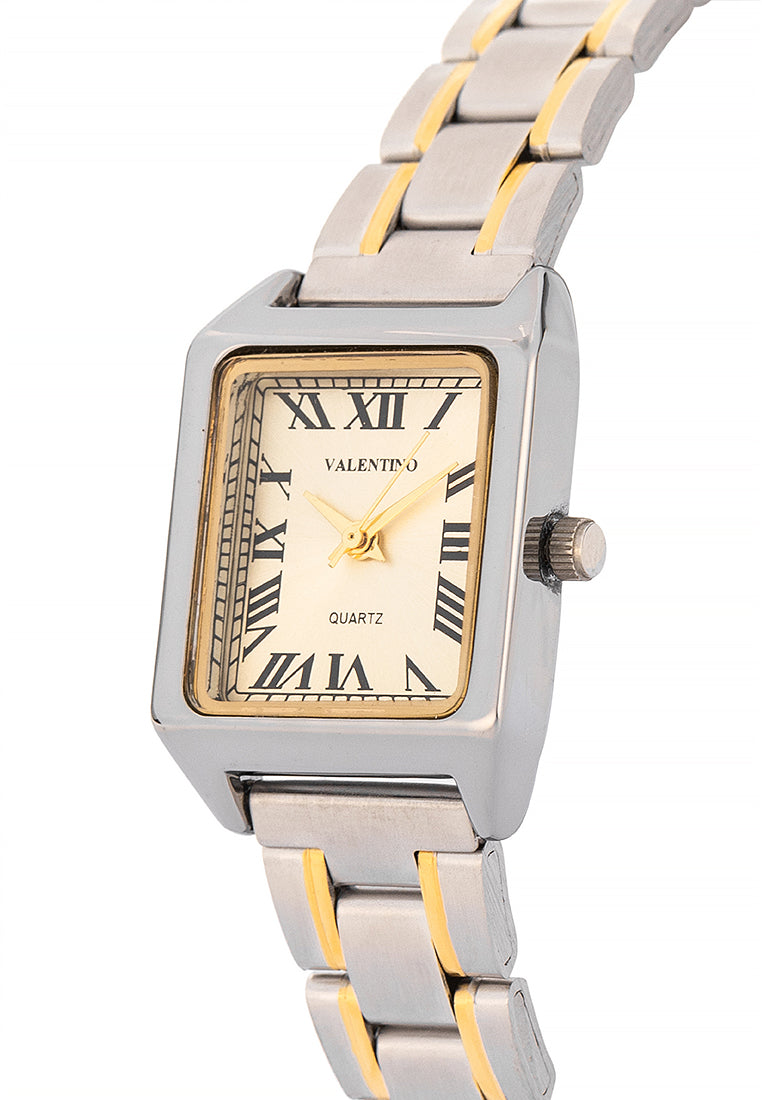 Valentino Stainless Steel Strap Analog Watch for Women 20122256-TWO TONE - GOLD DIAL ROMAN-Watch Portal Philippines