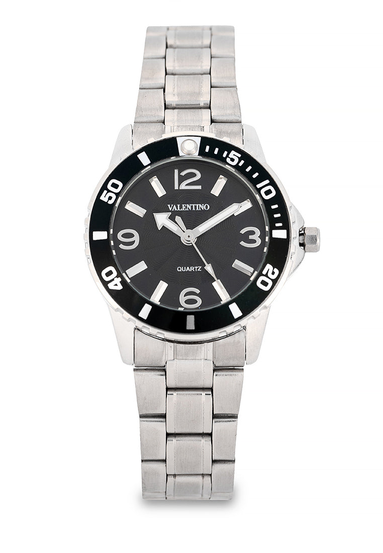 Valentino Stainless Steel Strap Analog Watch for Women 20122487-BLK RING-BLK DIAL-Watch Portal Philippines