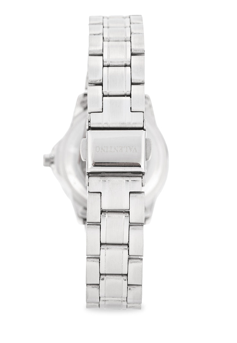 Valentino Stainless Steel Strap Analog Watch for Women 20122487-BLK RING-WHT DIAL-Watch Portal Philippines