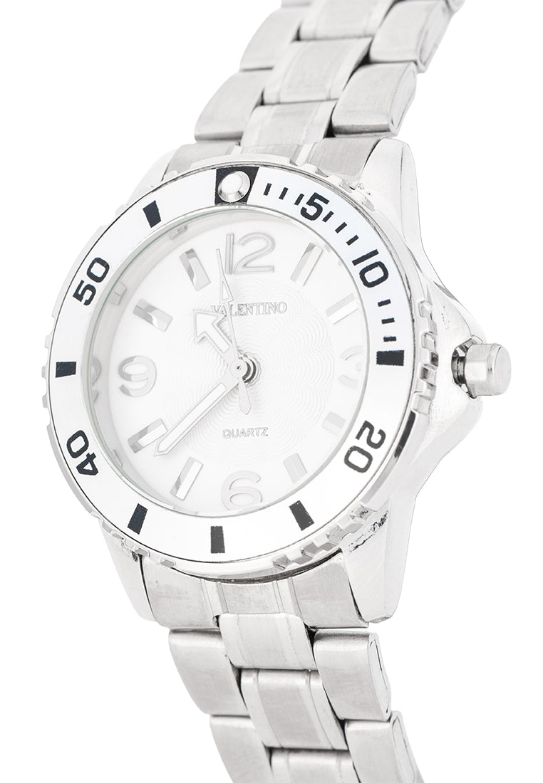 Valentino Stainless Steel Strap Analog Watch for Women 20122487-SIL RING-WHT DIAL-Watch Portal Philippines