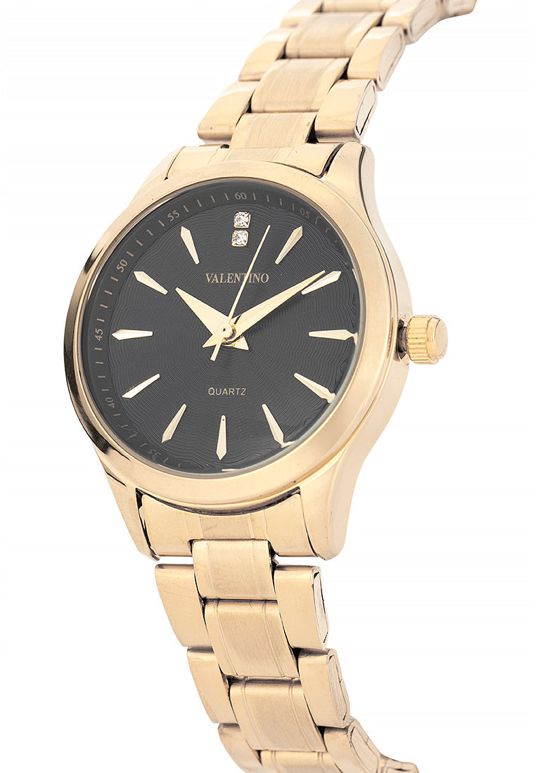 Valentino Stainless Steel Strap Analog Watch for Women 20122489-GOLD-BLACK DIAL-Watch Portal Philippines