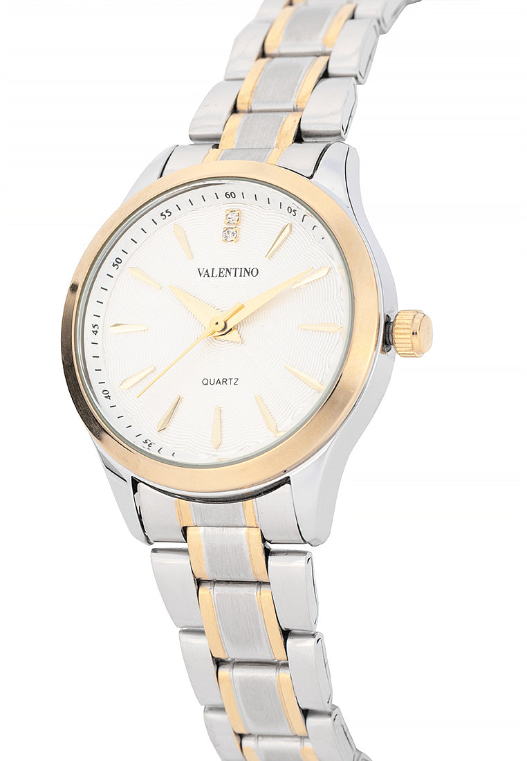 Valentino Stainless Steel Strap Analog Watch for Women 20122489-TWO TONE-WHITE DIAL-Watch Portal Philippines
