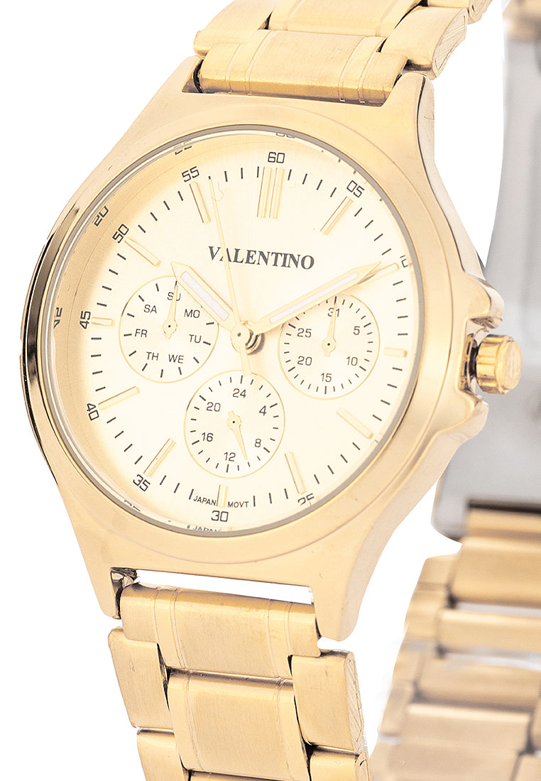 Valentino Stainless Steel Strap Analog Watch for Women 20122498-GOLD DIAL-Watch Portal Philippines