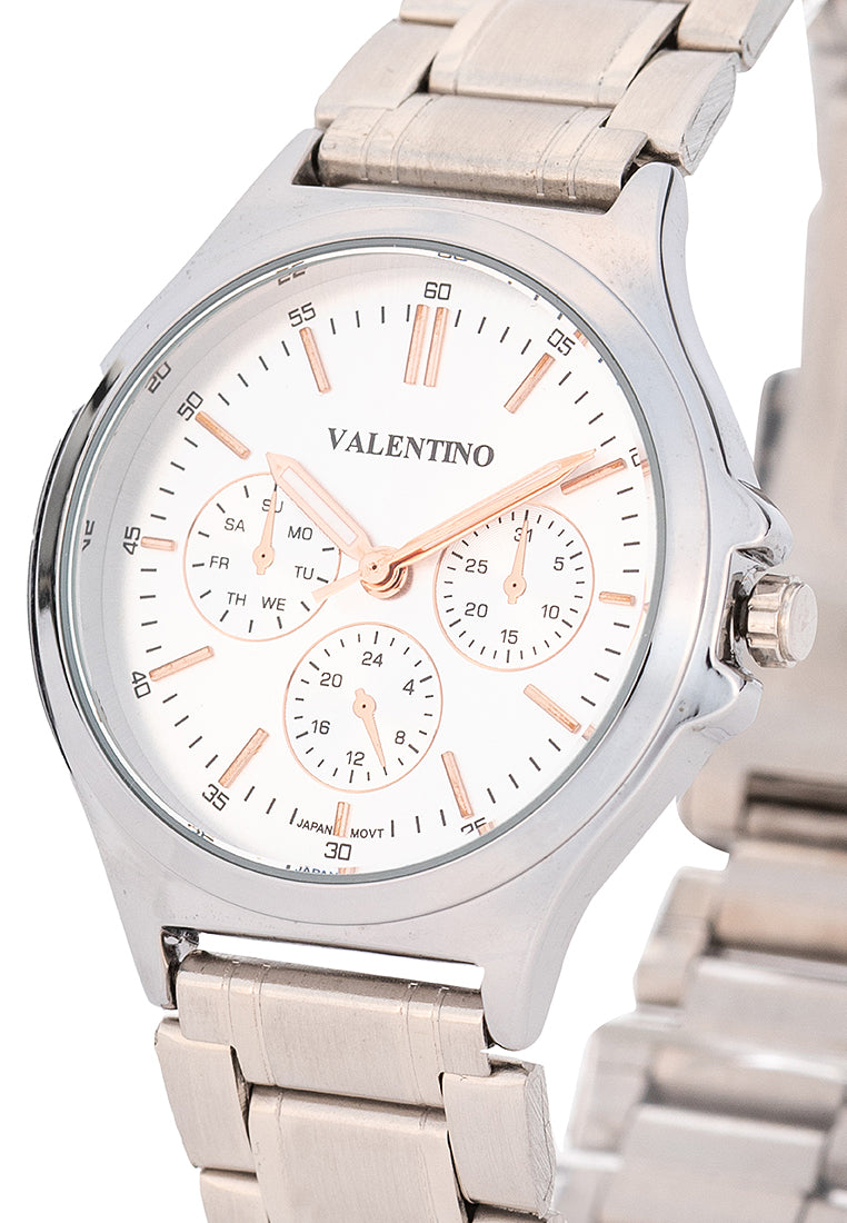Valentino Stainless Steel Strap Analog Watch for Women 20122499-SIL DIAL-ROSE INDEX-Watch Portal Philippines