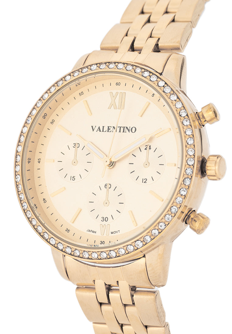 Valentino Stainless Steel Strap Analog Watch for Women 20122536-GLD-GOLD DIAL-Watch Portal Philippines