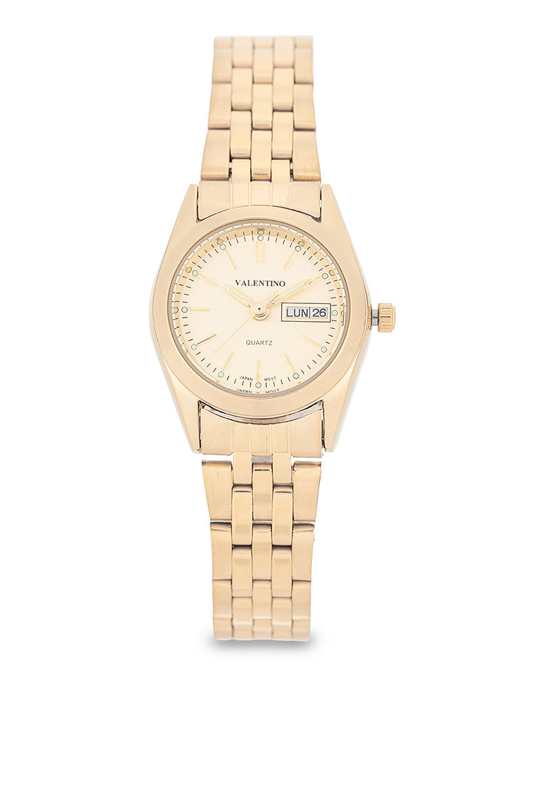 Valentino Stainless Steel Strap Analog Watch for Women 20122557-GLD-GOLD DIAL-Watch Portal Philippines