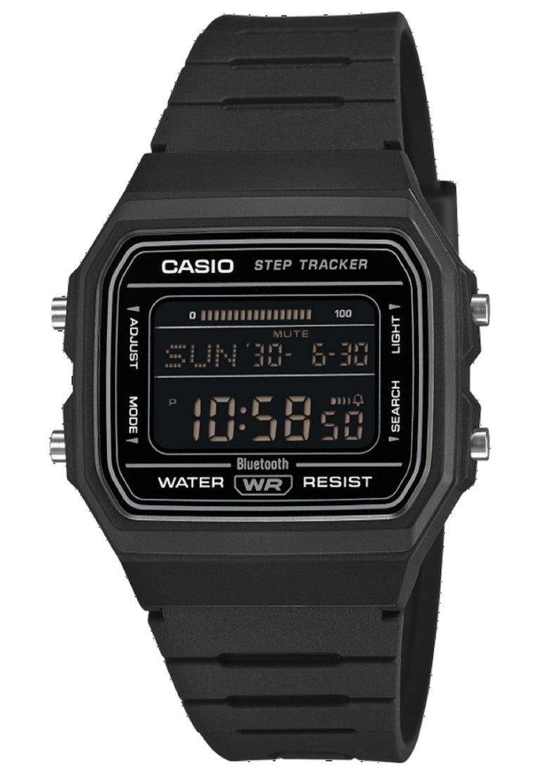 Casio Step Tracker Digital Rubber Strap Bluetooth Watch for Men F-B100W-1BDF