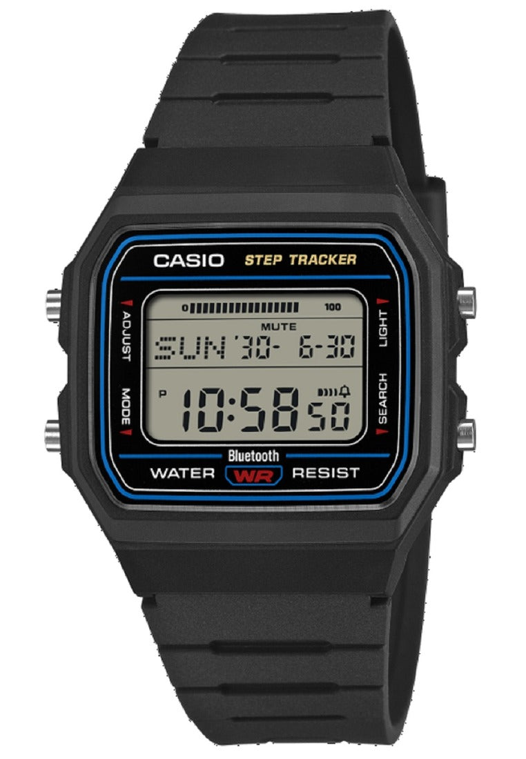 Casio Step Tracker Digital Rubber Strap Bluetooth Watch for Men F-B100W-1ADF