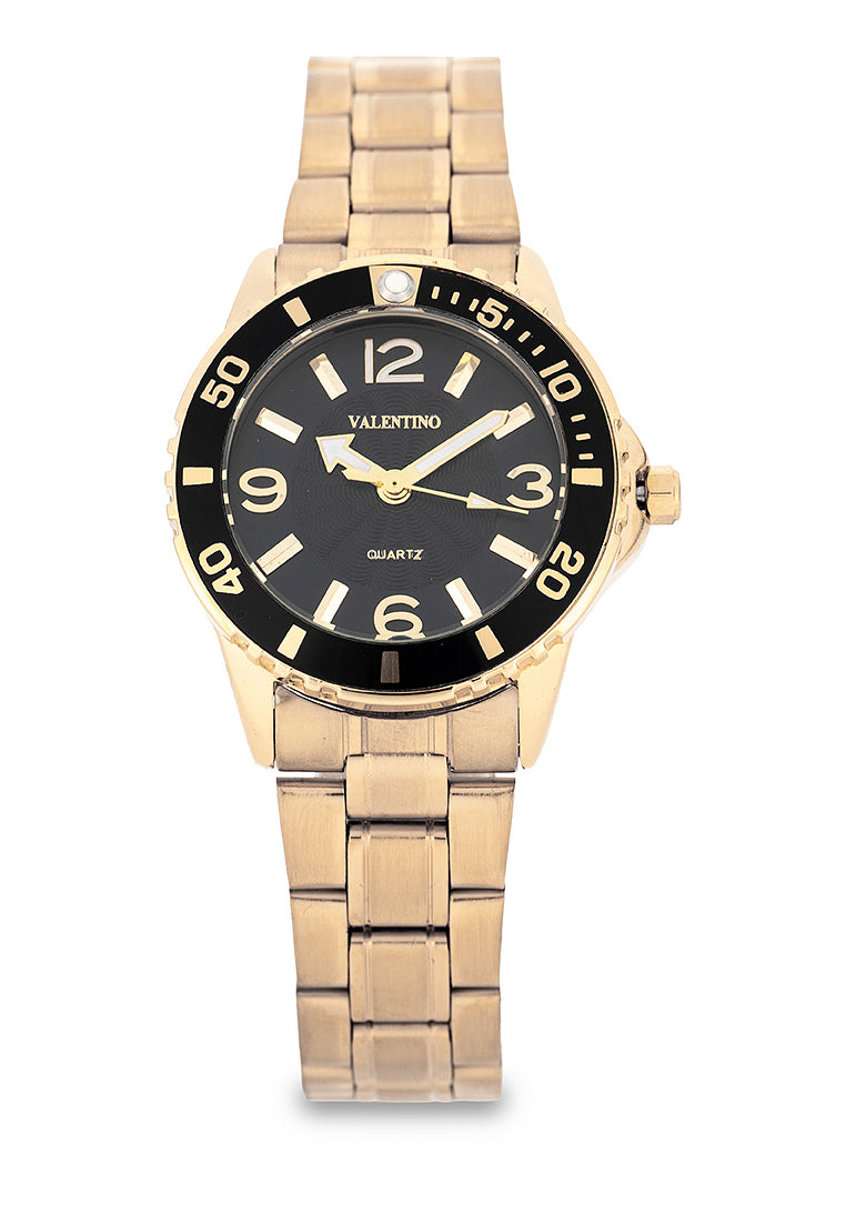 Valentino Stainless Steel Strap Analog Watch for Women 20122485-GOLD-BLACK DIAL