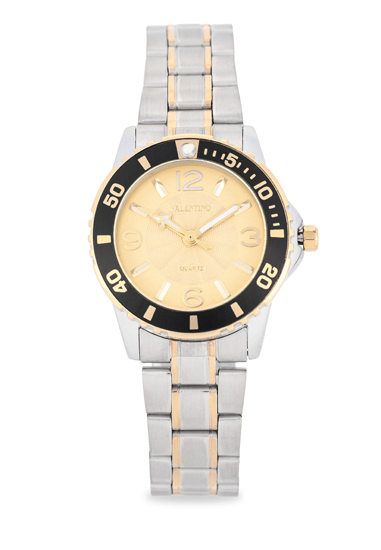 Valentino Stainless Steel Strap Analog Watch for Women 20122485-TWO TONE-GOLD DIAL
