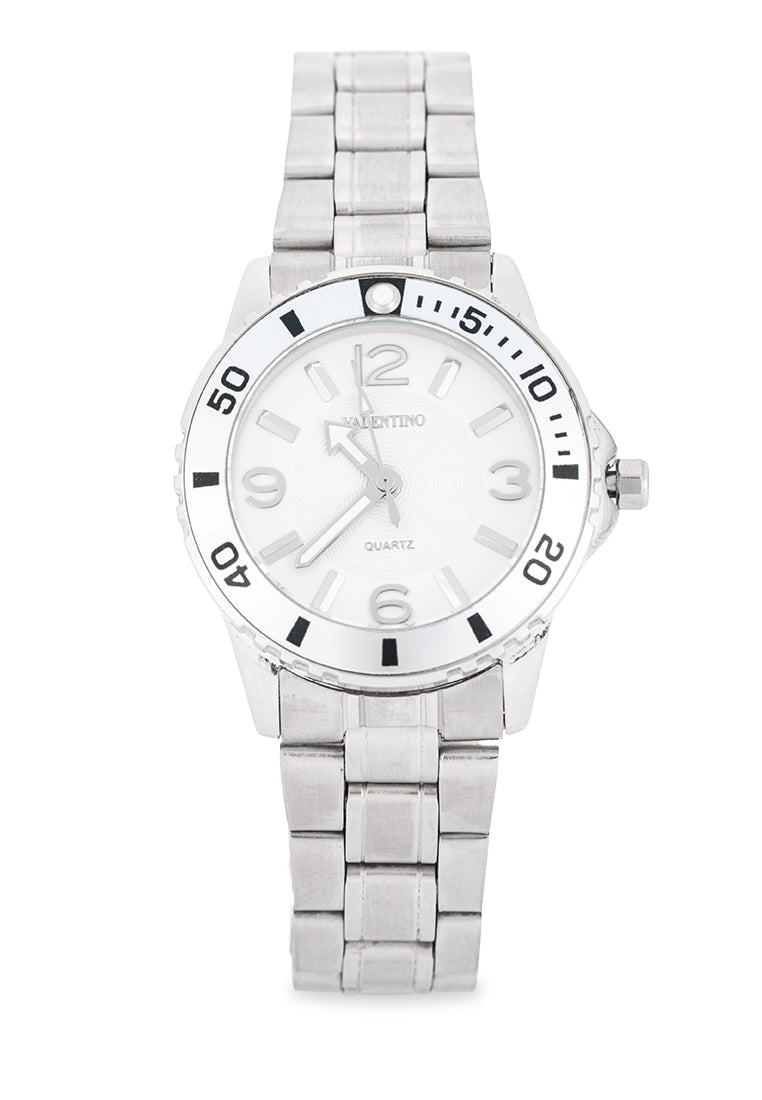 Valentino Stainless Steel Strap Analog Watch for Women 20122487-SIL RING-WHT DIAL