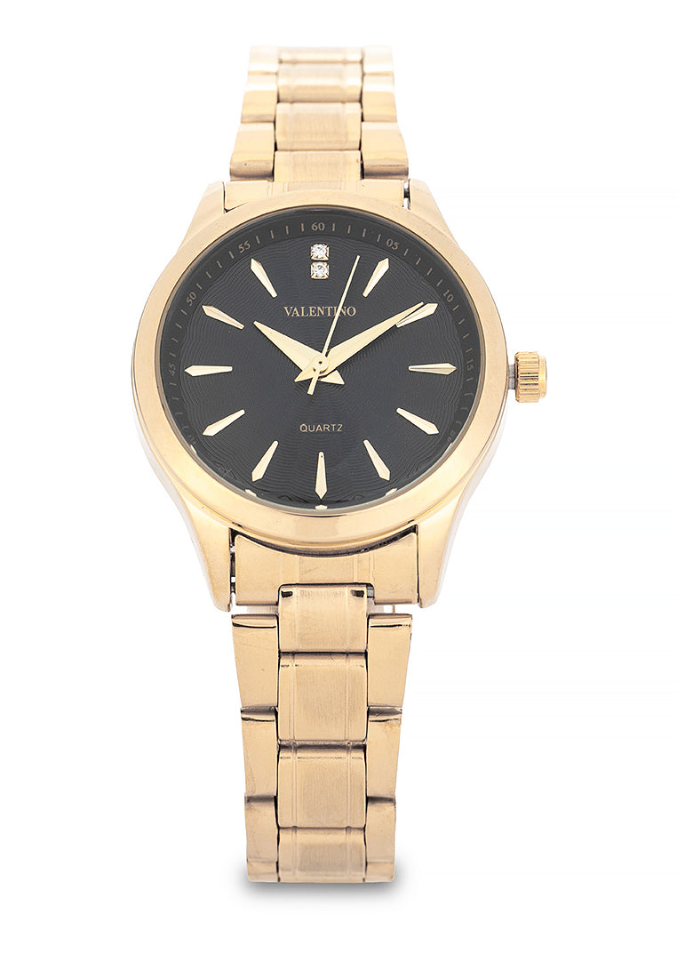 Valentino Stainless Steel Strap Analog Watch for Women 20122489-GOLD-BLACK DIAL