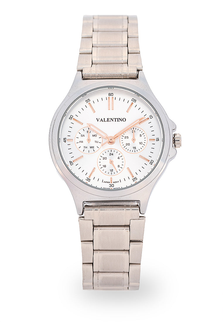 Valentino Stainless Steel Strap Analog Watch for Women 20122499-SIL DIAL-ROSE INDEX