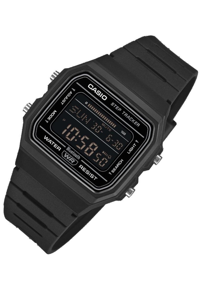 Casio Step Tracker Digital Rubber Strap Bluetooth Watch for Men F-B100W-1BDF