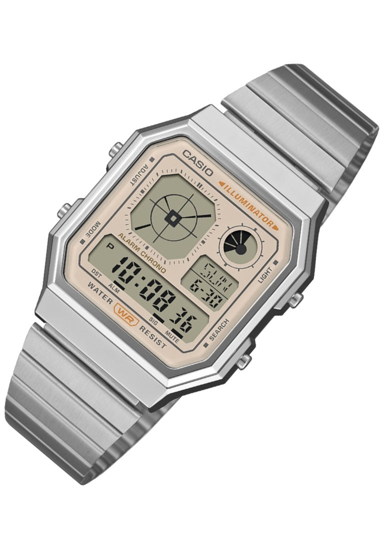 Casio Digital Stainless Steel Strap Watch for Men A130WE-9ADF