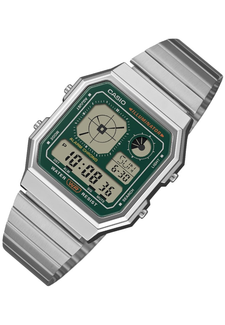 Casio Digital Stainless Steel Strap Watch for Men A130WE-3ADF