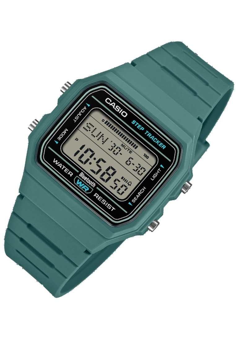 Casio Step Tracker Digital Rubber Strap Bluetooth Watch for Men F-B100W-3ADF