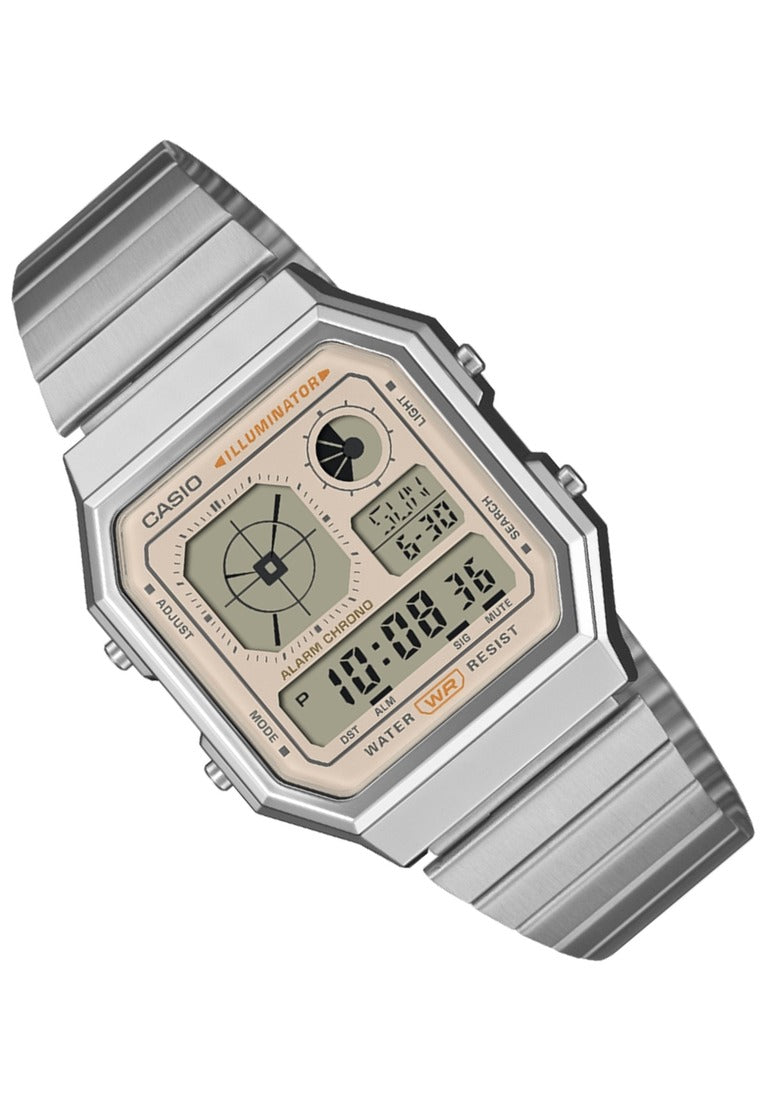 Casio Digital Stainless Steel Strap Watch for Men A130WE-9ADF