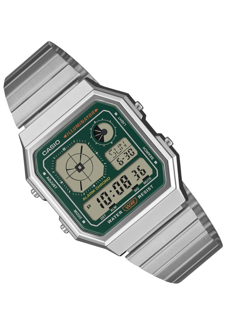 Casio Digital Stainless Steel Strap Watch for Men A130WE-3ADF