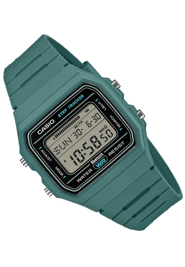 Casio Step Tracker Digital Rubber Strap Bluetooth Watch for Men F-B100W-3ADF
