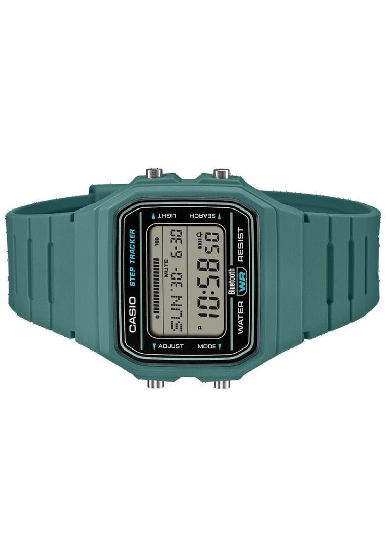 Casio Step Tracker Digital Rubber Strap Bluetooth Watch for Men F-B100W-3ADF