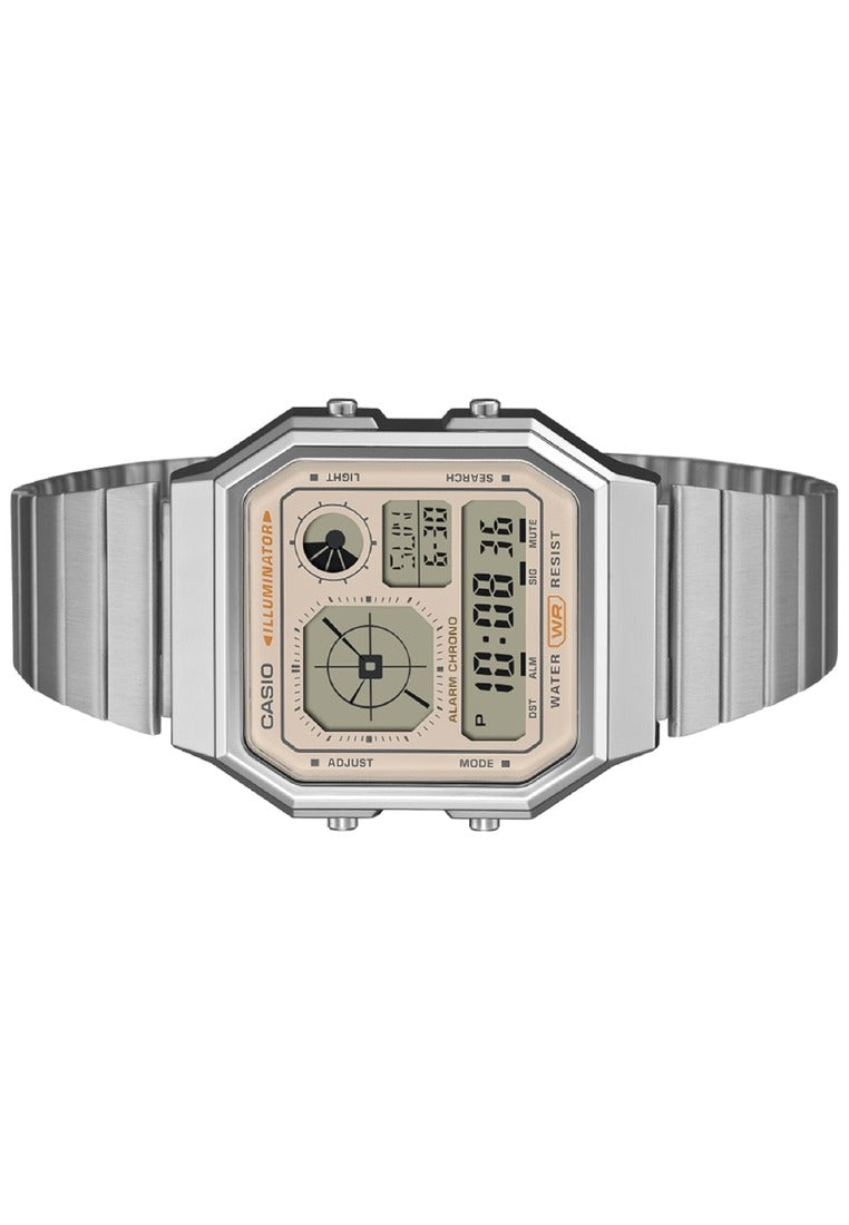 Casio Digital Stainless Steel Strap Watch for Men A130WE-9ADF