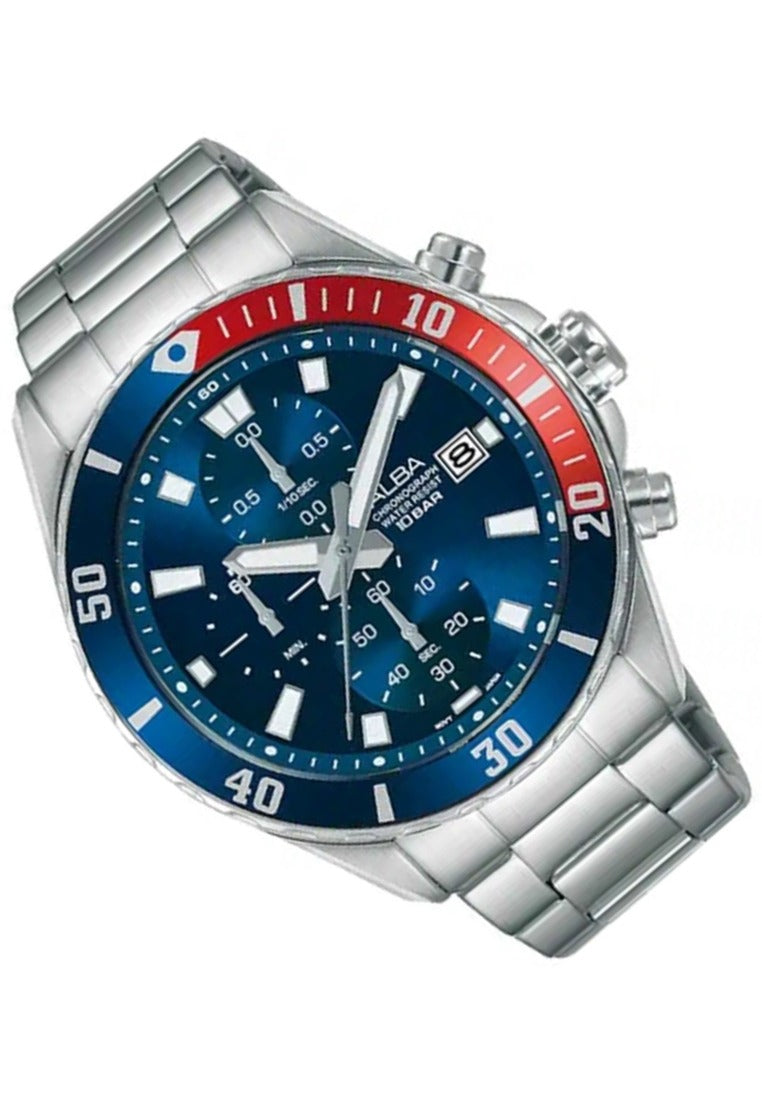 Alba Active Chronograph Stainless Steel Strap Watch for Men AM3801X1-Watch Portal Philippines