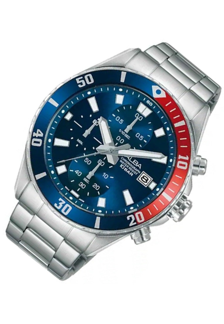 Alba Active Chronograph Stainless Steel Strap Watch for Men AM3801X1-Watch Portal Philippines