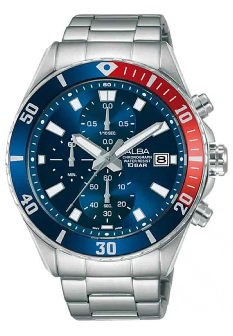 Alba Active Chronograph Stainless Steel Strap Watch for Men AM3801X1-Watch Portal Philippines